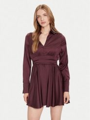 Guess Sukienka koktajlowa W5YK00 WF1T2 Brązowy Regular Fit. Brązowe sukienki Guess, xxl, z aplikacjami, z syntetyku, wizytowe, bez kołnierzyka, bez ramiączek. Za 399.99 zł.