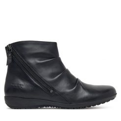 Botki Josef Seibel. Czarne botki Josef Seibel, bez wzorów, bez obcasa, na płaskiej podeszwie, bez zapięcia. Za 449.99 zł.