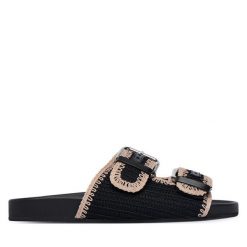 Klapki Weekend Max Mara. Czarne klapki Weekend Max Mara, bez wzorów, bez obcasa, bez zapięcia. Za 1,259.00 zł.