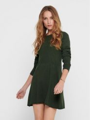 ONLY Sukienka dzianinowa 15185761 Zielony Regular Fit. Zielone sukienki ONLY, m, bez wzorów, z dzianiny, bez kołnierzyka, bez ramiączek. Za 199.99 zł.