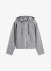 Bluza rozpinana z bawełną organiczną. Niebieskie bluzy bonprix, bez wzorów, z bawełny, bez ramiączek, bez kaptura. Za 97.99 zł.