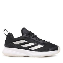 Buty do tenisa adidas. Czarne buty treningowe adidas, bez wzorów, bez zapięcia, tenisowe. Za 259.99 zł.