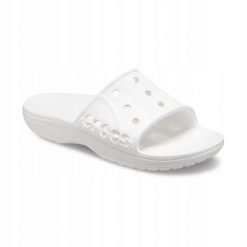 Klapki Dla Dorosłych Crocs Baya II Slide. Białe klapki Crocs, bez wzorów, z materiału, bez obcasa, bez zapięcia. Za 99.99 zł.