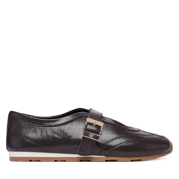 Baleriny Tommy Hilfiger. Brązowe baleriny Tommy Hilfiger, bez wzorów, bez obcasa, bez zapięcia. Za 449.99 zł.