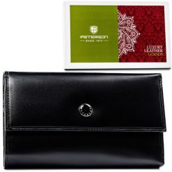 Portfel skórzany Peterson PTN D19-NGV czarny. Czarne portfele Peterson, bez wzorów, ze skóry. Za 85.50 zł.