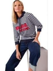 Heine Bluza w kolorze granatowo-białym rozmiar: 40. Niebieskie bluzy bez kaptura Heine, bez wzorów, bez kaptura. Za 86.99 zł.