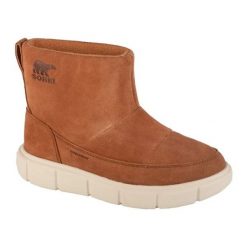 Buty Sorel Explorer Iii Slip-on Wp 2077971242 brązowe. Brązowe śniegowce bez wzorów, z gumy, za kostkę, bez zapięcia. Za 673.44 zł.