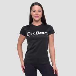 Koszulka damska fitness z krótkim rękawem czarna Essence Mesh. Czarne t-shirty sportowe GYMBEAM, s, bez wzorów, z materiału, bez ramiączek, na fitness i siłownię. Za 55.90 zł.