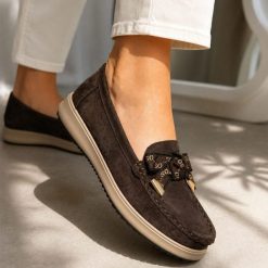 Brązowe skórzane mokasyny damskie Filippo Dp6457/26. Brązowe mokasyny Filippo, bez wzorów, ze skóry. Za 239.00 zł.