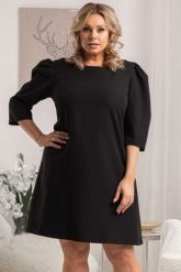 Sukienka wieczorowa elegancka trapezowa KLEMENTYNA czarna. Czarne sukienki KARKO, do pracy, plus size, bez wzorów, z elastanu, biznesowe, bez kołnierzyka, plus size, bez ramiączek, maxi, kopertowe. Za 289.50 zł.