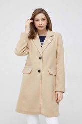 Vero Moda płaszcz damski kolor beżowy przejściowy. Brązowe płaszcze Vero Moda, l, bez wzorów, bez kaptura. Za 279.99 zł.