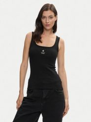Guess Jeans Top W4YP48 KA0H1 Czarny Regular Fit. Czarne topy Guess Jeans, l, z aplikacjami, z bawełny, bez kołnierzyka, bez ramiączek. Za 129.00 zł.