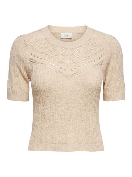 JDY Sweter "Desha" w kolorze beżowym rozmiar: S. Brązowe swetry JDY, s, bez wzorów, bez ramiączek. Za 95.95 zł.