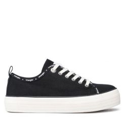 Tenisówki Wrangler. Czarne trampki Wrangler, bez wzorów, bez zapięcia. Za 259.99 zł.