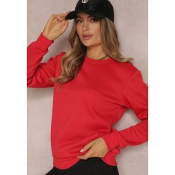 Czerwona Bluza Diyo. Czerwone bluzy Renee, na jesień, l, bez wzorów, z jeansu, bez kaptura. W wyprzedaży za 35.99 zł.