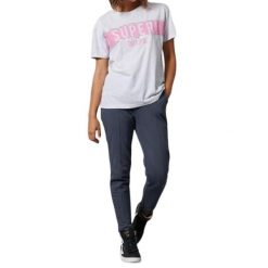 Koszulka sportowa damska Superdry Sdry Panel. Szare t-shirty sportowe Superdry, l, bez wzorów, z bawełny, bez ramiączek. Za 78.49 zł.