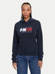 Tommy Jeans Bluza Flag DW0DW18654 Granatowy Regular Fit. Niebieskie bluzy Tommy Jeans, s, bez wzorów, z bawełny, bez ramiączek, bez kaptura. Za 359.99 zł.