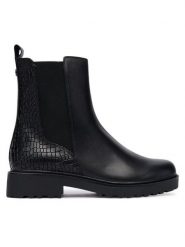 Caprice Botki 9-25415-45 Czarny. Czarne botki Caprice, bez wzorów, ze skóry, bez obcasa, na płaskiej podeszwie, bez zapięcia. Za 499.99 zł.