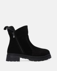 ZAMSZOWE BOTKI Z SUWAKAMI R017SUBLOBB047. Botki Venezia, bez wzorów, ze skóry, bez obcasa, bez zapięcia. Za 339.00 zł.