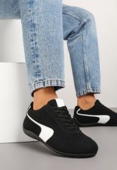 Czarne Sneakersy w Stylu Kultowych Tenisówek Virritia. Czarne buty sportowe lifestyle Born2be, z aplikacjami, z jeansu, eleganckie, bez zapięcia. W wyprzedaży za 67.99 zł.