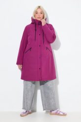 Damskie HYPRAR kurtka funkcyjna wodoodporna stójka kaptur. Fioletowe kurtki Ulla Popken, plus size, bez wzorów, z elastanu, z kapturem. Za 679.99 zł.