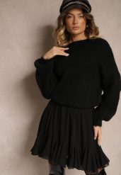 Czarna Spódnica z Wiskozą o Rozkloszowanym Kroju z Falbankami Linneliae. Czarne spódnice Renee, na co dzień, bez wzorów, z wiskozy, eleganckie, mini, dopasowane. W wyprzedaży za 75.99 zł.