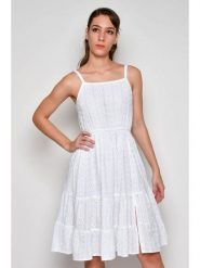 Tarifa Sukienka w kolorze białym rozmiar: S. Białe sukienki Tarifa, s, bez wzorów, z bawełny, bez kołnierzyka, bez ramiączek, midi. Za 127.35 zł.