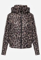 Ciemnobeżowa Panterkowa Kurtka z Odpinanym Kapturem Anastaera. Brązowe kurtki Renee, na wiosnę, l, bez wzorów, z poliesteru. Za 129.99 zł.