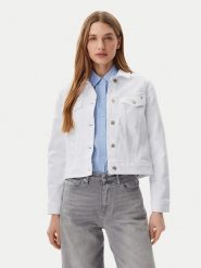 Tommy Hilfiger Kurtka jeansowa WW0WW44374 Biały Regular Fit. Białe kurtki Tommy Hilfiger, bez wzorów, z bawełny, bez kaptura. Za 399.99 zł.