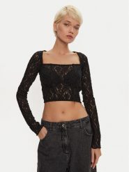 ROTATE Bluzka Amalina 113069100 Czarny Slim Fit. Czarne bluzki ROTATE, bez wzorów, z bawełny, bez kołnierzyka, bez ramiączek. Za 359.99 zł.