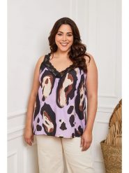 Plus Size Company Top "Fionas" w kolorze fioletowo-czarnym rozmiar: 38. Różowe topy Plus Size Company, plus size, bez wzorów, z koronki, klasyczne, bez kołnierzyka, bez ramiączek. Za 70.41 zł.