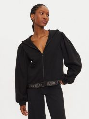KARL LAGERFELD Bluza 246W1803 Czarny Loose Fit. Czarne bluzy KARL LAGERFELD, m, bez wzorów, z wiskozy, bez kaptura. Za 509.99 zł.