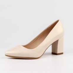 Beżowe perłowe czółenka damskie na słupku Sergio Leone Pb414. Brązowe czółenka Sergio Leone, bez wzorów, ze skóry, bez obcasa, na słupku, bez zapięcia. Za 159.00 zł.