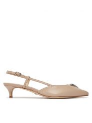 Guess Sandały Jesson FLPJES LEA05 Beżowy. Brązowe sandały Guess, z aplikacjami, ze skóry, bez obcasa, na słupku, bez zapięcia. Za 329.99 zł.