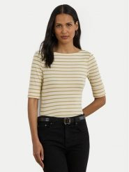 LAUREN RALPH LAUREN Bluzka 200980044001 Beżowy Slim Fit. Brązowe bluzki Lauren Ralph Lauren, l, bez wzorów, z bawełny, bez kołnierzyka, bez ramiączek. Za 339.99 zł.