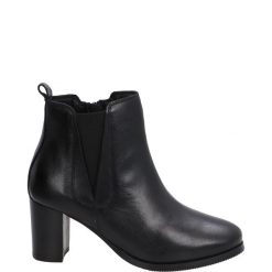 BOTKI DAMSKIE BOBBY2003 BLACK. Czarne botki Venezia, bez wzorów, ze skóry, bez obcasa, bez zapięcia. Za 279.00 zł.