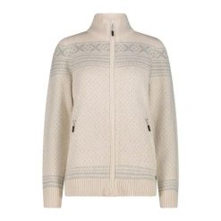 Damski sweter zapinany na zamek CMP. Białe swetry CMP, m, bez wzorów, z tkaniny, eleganckie, bez ramiączek. Za 372.50 zł.
