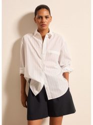 STEFANEL Koszula w kolorze kremowym rozmiar: L. Brązowe koszule Stefanel, l, bez wzorów, z bawełny, bez kołnierzyka, bez ramiączek. Za 165.99 zł.