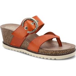 Pomarańczowe Klapki Yokono Wygodne Buty Na Koturnie. Brązowe klapki Yokono, bez wzorów, z gumy, wakacyjne, bez obcasa, na koturnie, bez zapięcia. Za 209.00 zł.