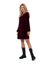 Made of emotion Aksamitna sukienka w kolorze bordowym rozmiar: M. Czerwone sukienki Made Of Emotion, m, bez wzorów, z bawełny, bez kołnierzyka, bez ramiączek, mini, rozkloszowane. Za 219.99 zł.