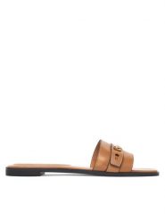 Tory Burch Klapki Romy Slide 183305 Brązowy. Brązowe klapki Tory Burch, bez wzorów, ze skóry, bez obcasa, bez zapięcia. Za 1,524.00 zł.