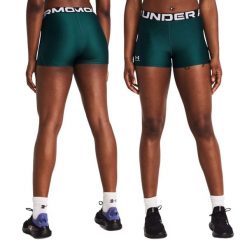 Krótkie legginsy treningowe damskie UNDER ARMOUR szybkoschnące kolarki. Zielone legginsy Under Armour, bez wzorów, sportowe, krótkie. W wyprzedaży za 79.53 zł.