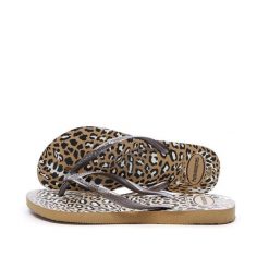 Klapki damskie Havaianas Slim Animals. Brązowe klapki Havaianas, w ażurowe wzory, z materiału, bez obcasa, bez zapięcia. Za 161.00 zł.