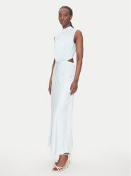 BARDOT Sukienka wieczorowa 59868DB Błękitny Regular Fit. Niebieskie sukienki Bardot, bez wzorów, z syntetyku, wizytowe, bez kołnierzyka, bez ramiączek. Za 459.99 zł.