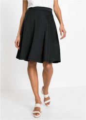 Spódnica z miękkiego materiału scuba. Czarne spódnice bonprix, bez wzorów, midi. Za 124.99 zł.