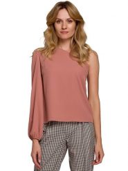 Makover Bluzka w kolorze różowym rozmiar: XXL. Różowe bluzki Makover, xxl, bez wzorów, bez kołnierzyka, bez ramiączek. Za 61.60 zł.