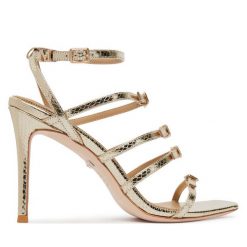 Sandały Marciano Guess. Żółte sandały Marciano Guess, z aplikacjami, bez obcasa, na szpilce, bez zapięcia. Za 989.99 zł.