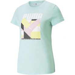 T-shirt z krótkim rękawem damski Puma INTL GRAPHIC. Niebieskie t-shirty Puma, s, bez wzorów, sportowe, bez kołnierzyka, bez ramiączek. W wyprzedaży za 85.15 zł.