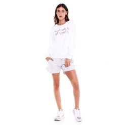 Bluza z ściągacze na co dzień na siłownię. Białe bluzy bez kaptura LEONE 1947 APPAREL, bez wzorów, z bawełny, bez kaptura, na fitness i siłownię. Za 157.88 zł.