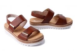 RIEKER REMONTE D0Q59-24 brown, sandały damskie. Brązowe sandały Rieker Remonte, bez wzorów, ze skóry, bez obcasa, na obcasie, bez zapięcia. Za 265.93 zł.